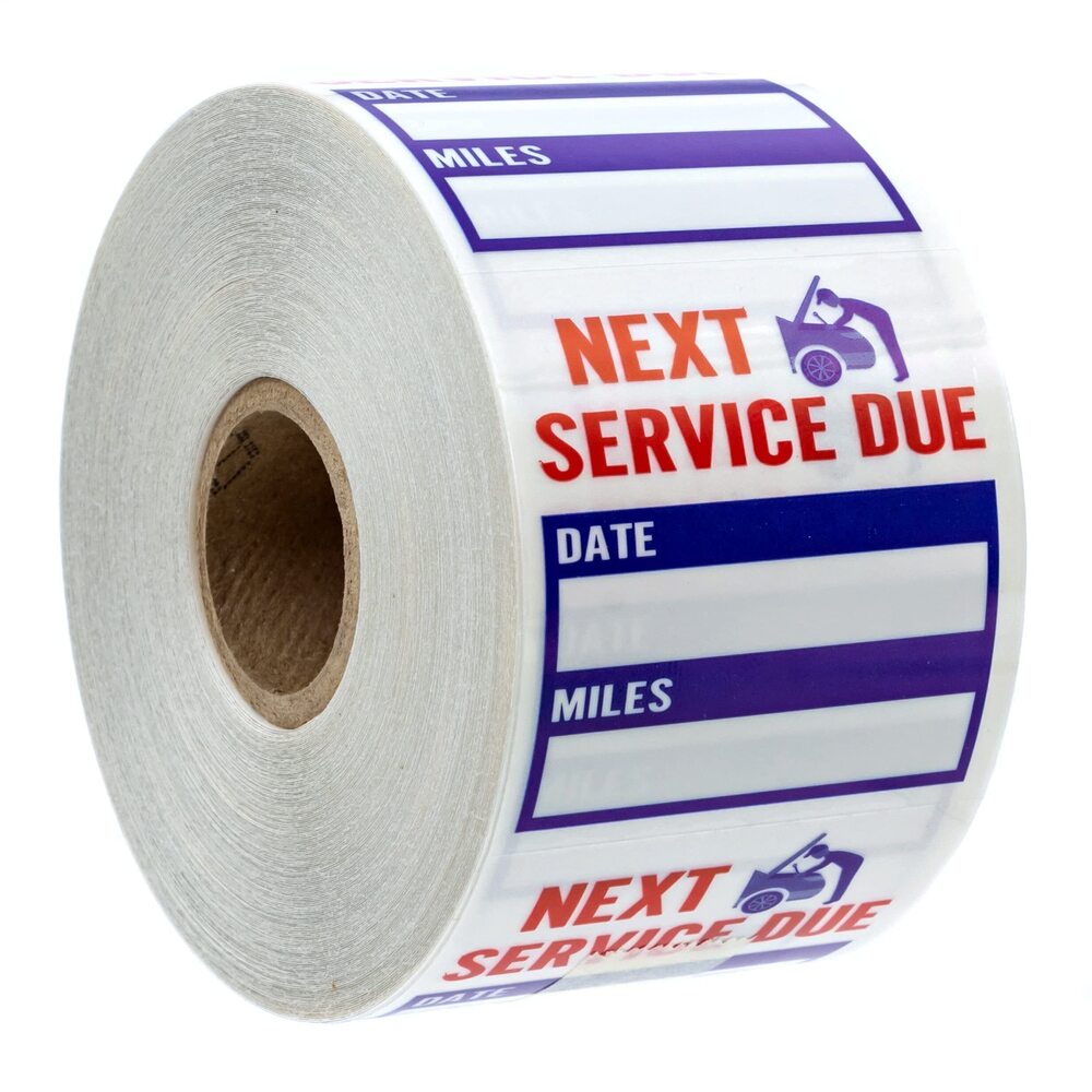 3747 Oil Change Service Reminder Stickers / 500 Red Clear Blue Next Service